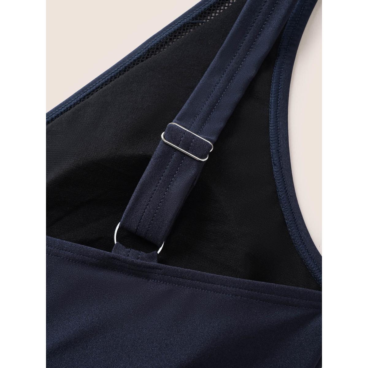 Plus Size Solid Adjustable Straps Gathered One Piece Swimsuit Women's Swimwear Midnight Resort Non Curve Bathing Suits High stretch One Pieces BloomChic 12/L Product Image