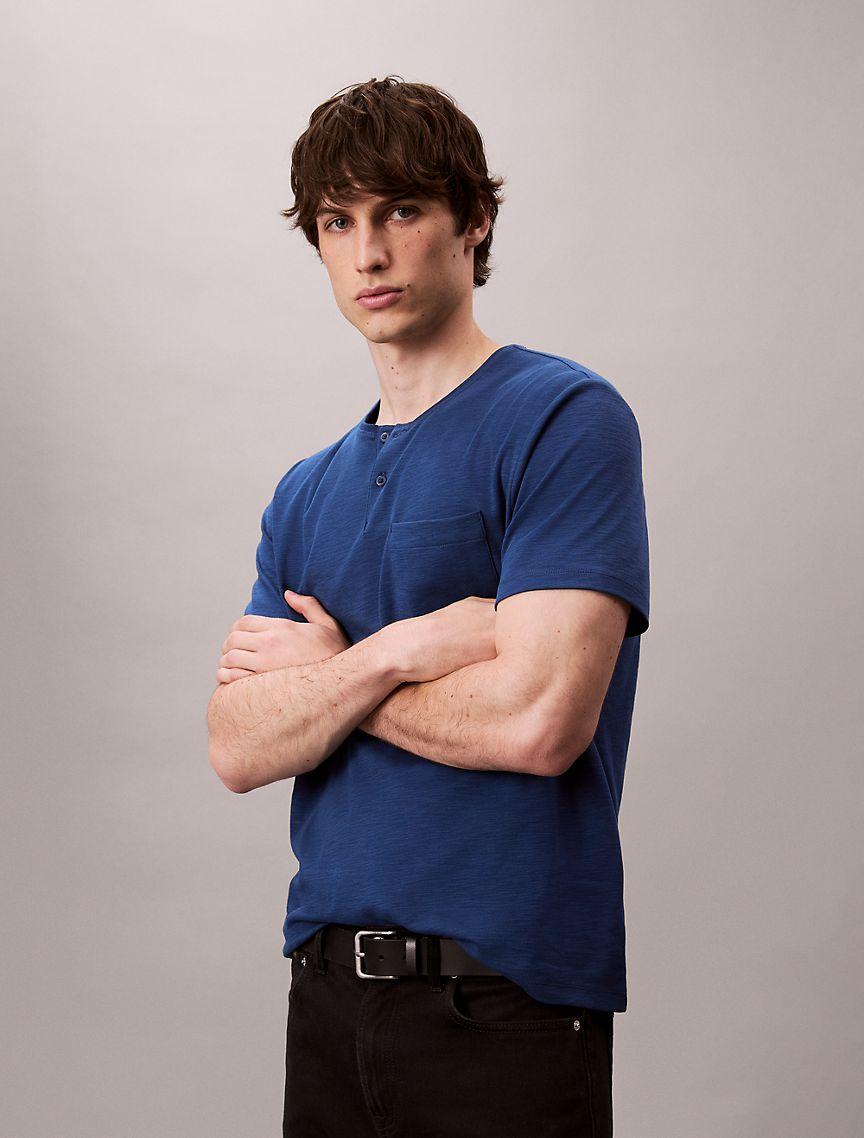 Cotton Relaxed Henley T-Shirt  Product Image