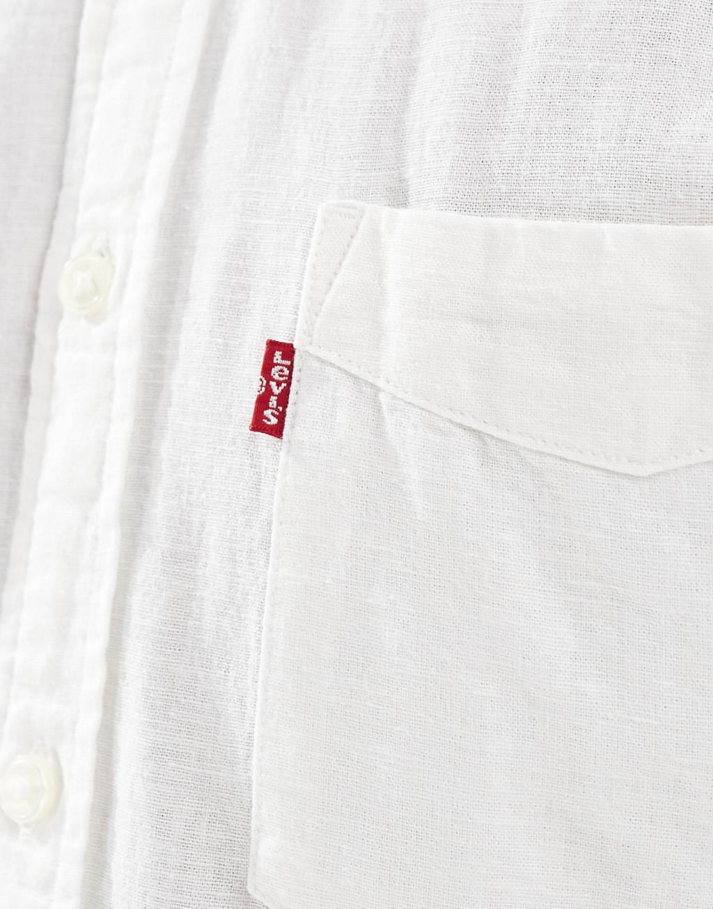 Levi's sunset 1 pocket linen cotton mix shirt regular fit in white Product Image