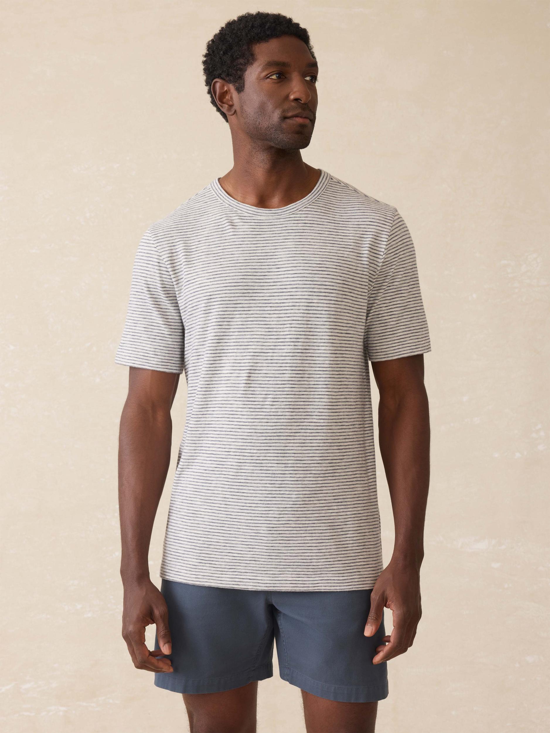 Sunwashed Regenerative Tee - Silver Sea Stripe Male Product Image