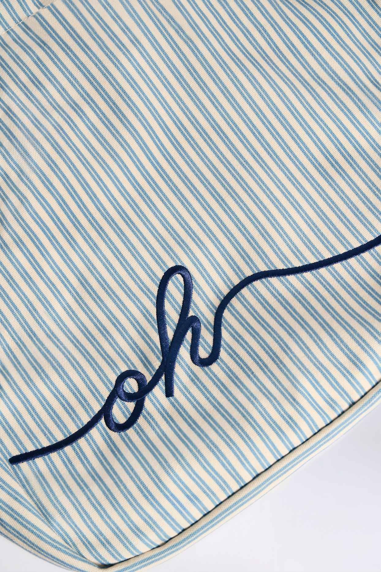 Oversized Canvas Tote Bag in Teal Blue Double Stripe Product Image