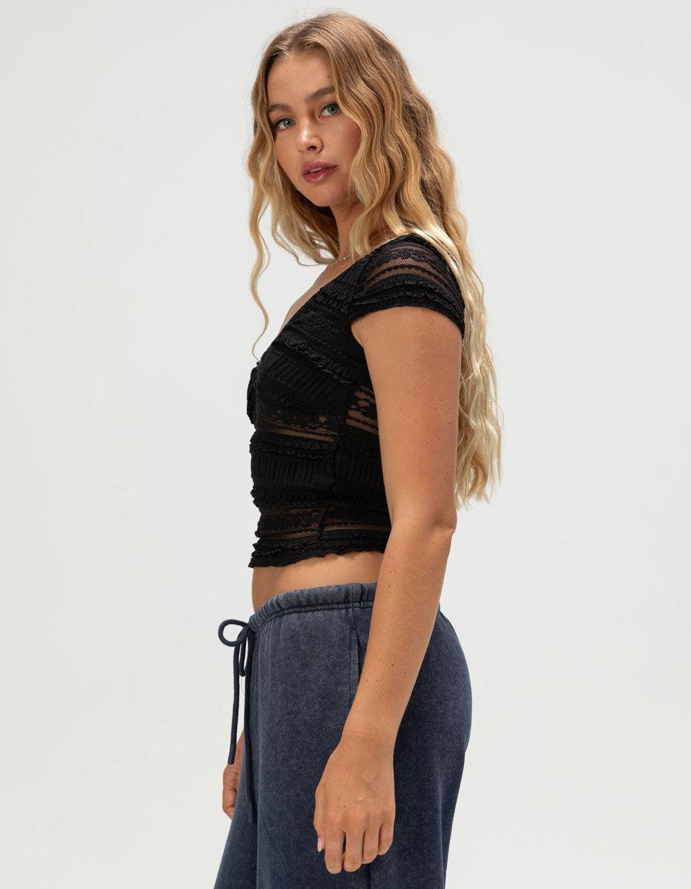 FULL TILT Womens Lace Top - BLACK Product Image
