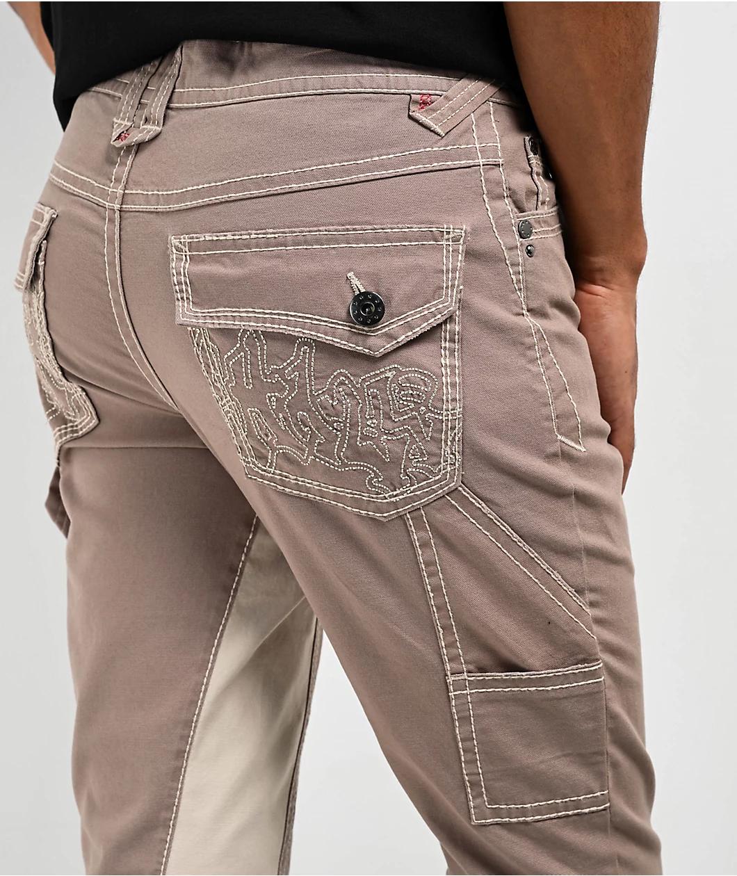 Ninth Hall Signal Stacked Painter Flare Taupe Grey Pants Product Image