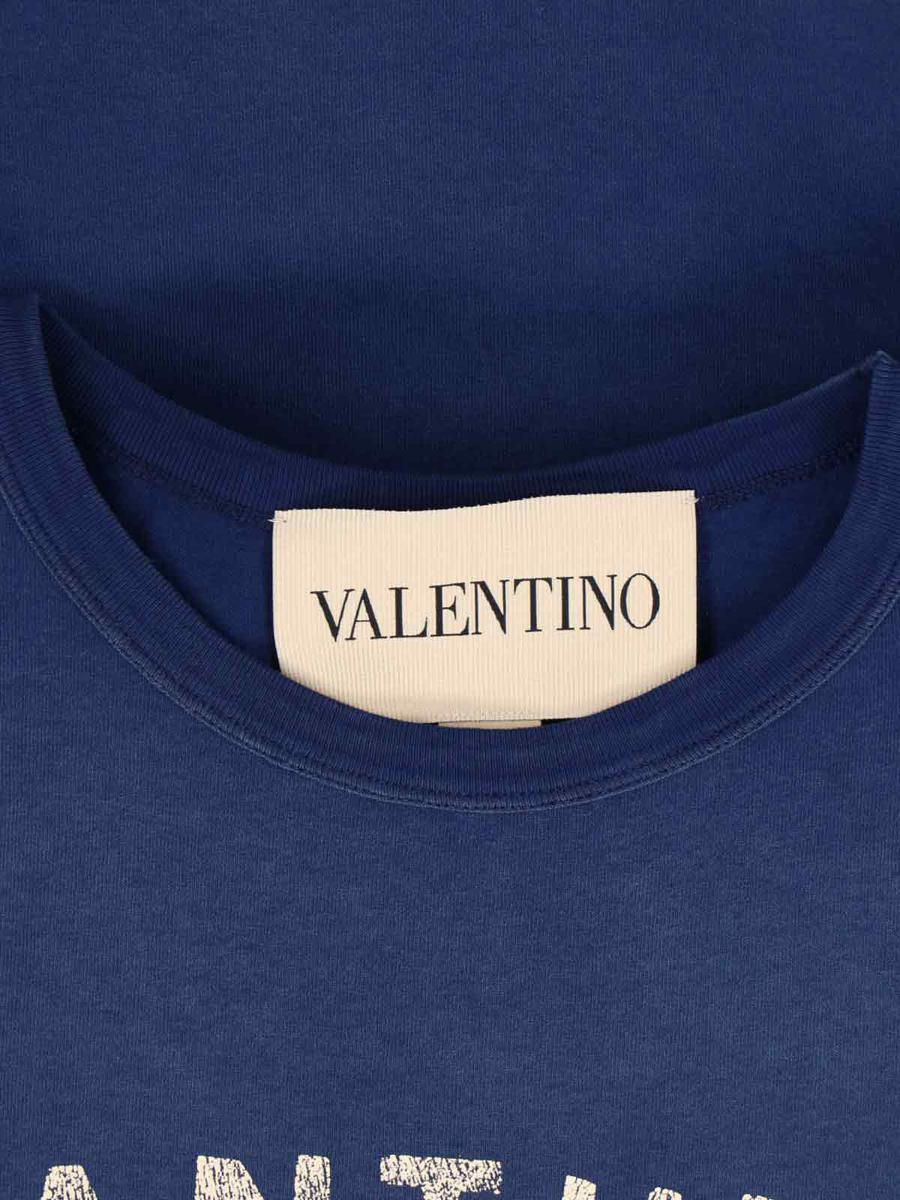 VALENTINO Garavani Navy Cotton T-shirt In Blue Product Image