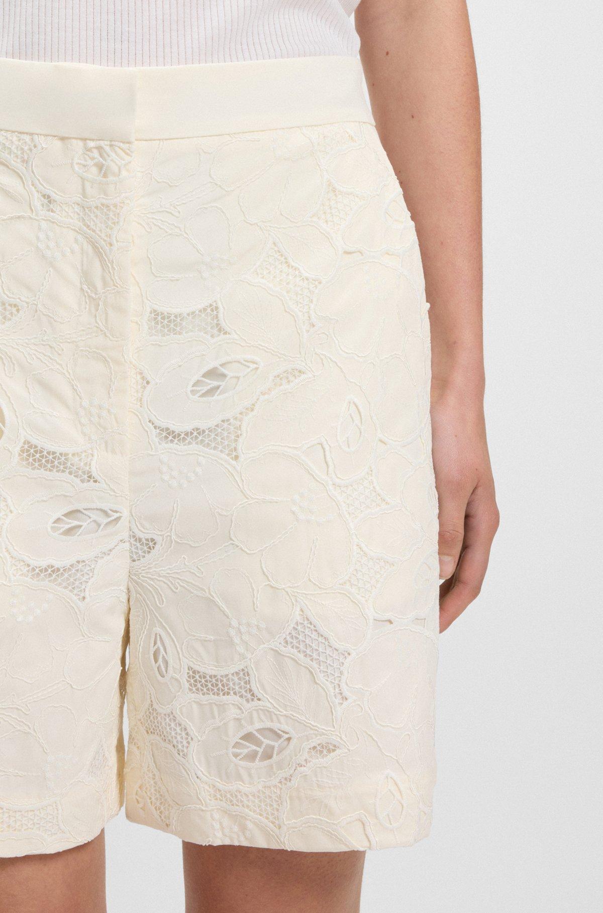 Wide-leg shorts with broderie anglaise Product Image