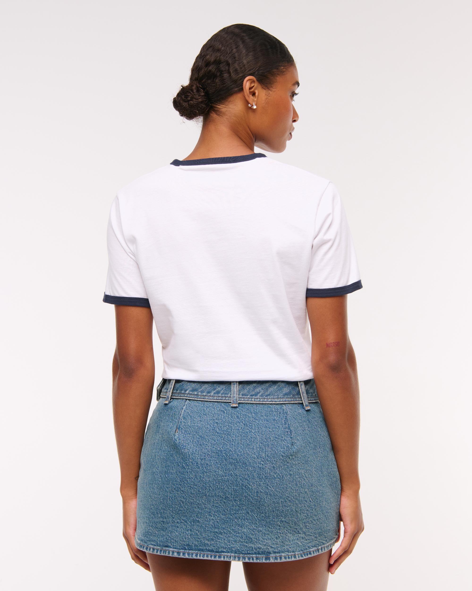 Curve Love Mid Rise Belted Denim Mini Skort Product Image