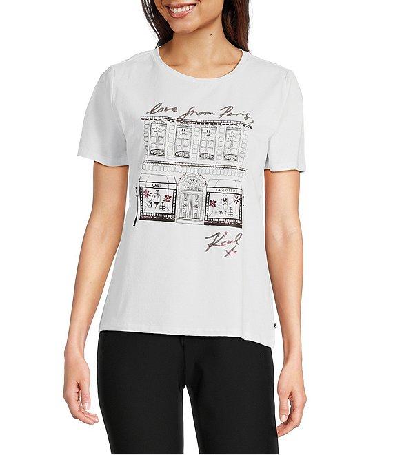 KARL LAGERFELD PARIS Love From Paris Crew Neck Short Sleeve Tee Product Image