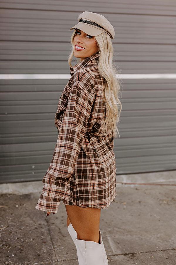 Pumpkin Patch Cutie Flannel Romper in Brown Product Image