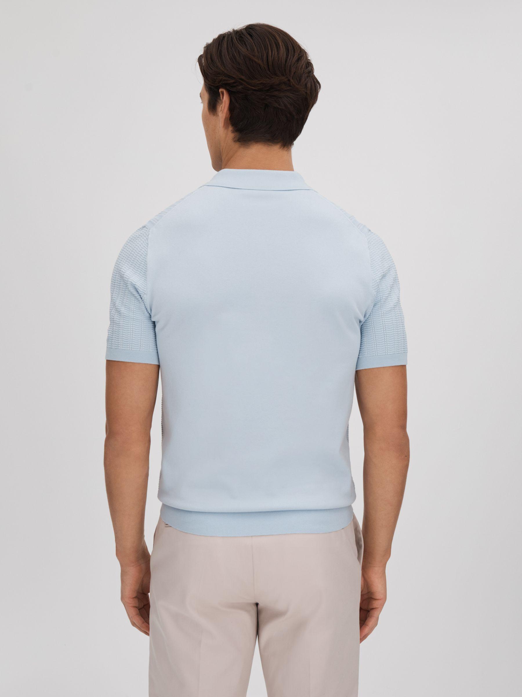 Textured Modal Blend Polo Shirt in Soft Blue Product Image