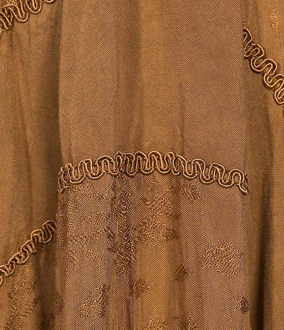 Scully Sleeveless Lace-Up Embroidered Floral Jacquard Tie Waist Midi Dress Product Image