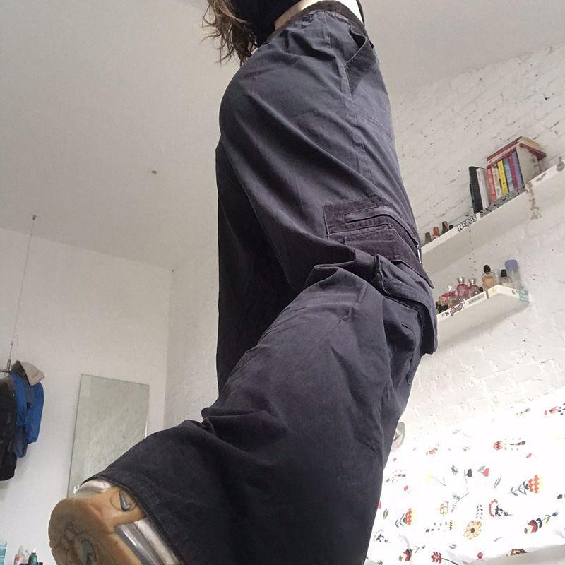 High-Waist Cargo Loose-Fit Jeans Product Image