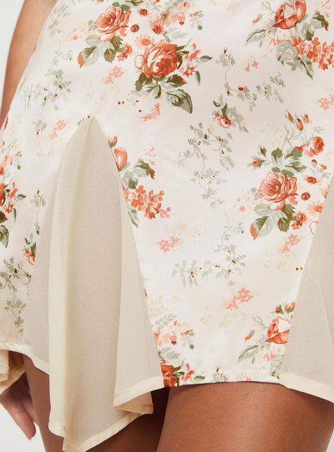 Lucardi Satin Mini Dress Floral Product Image