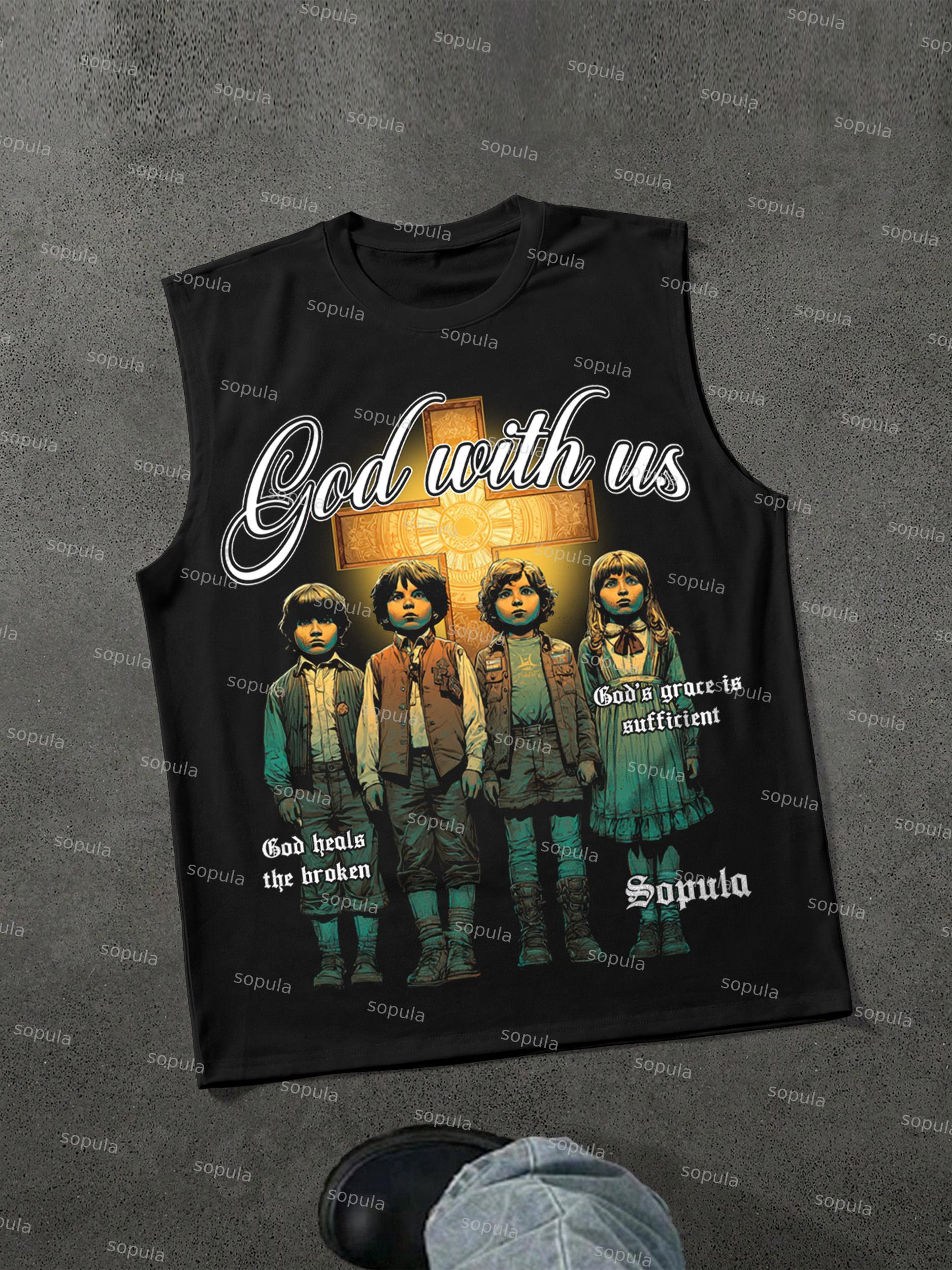 God With Us Vintage Cross Graphic Tank Top Product Image