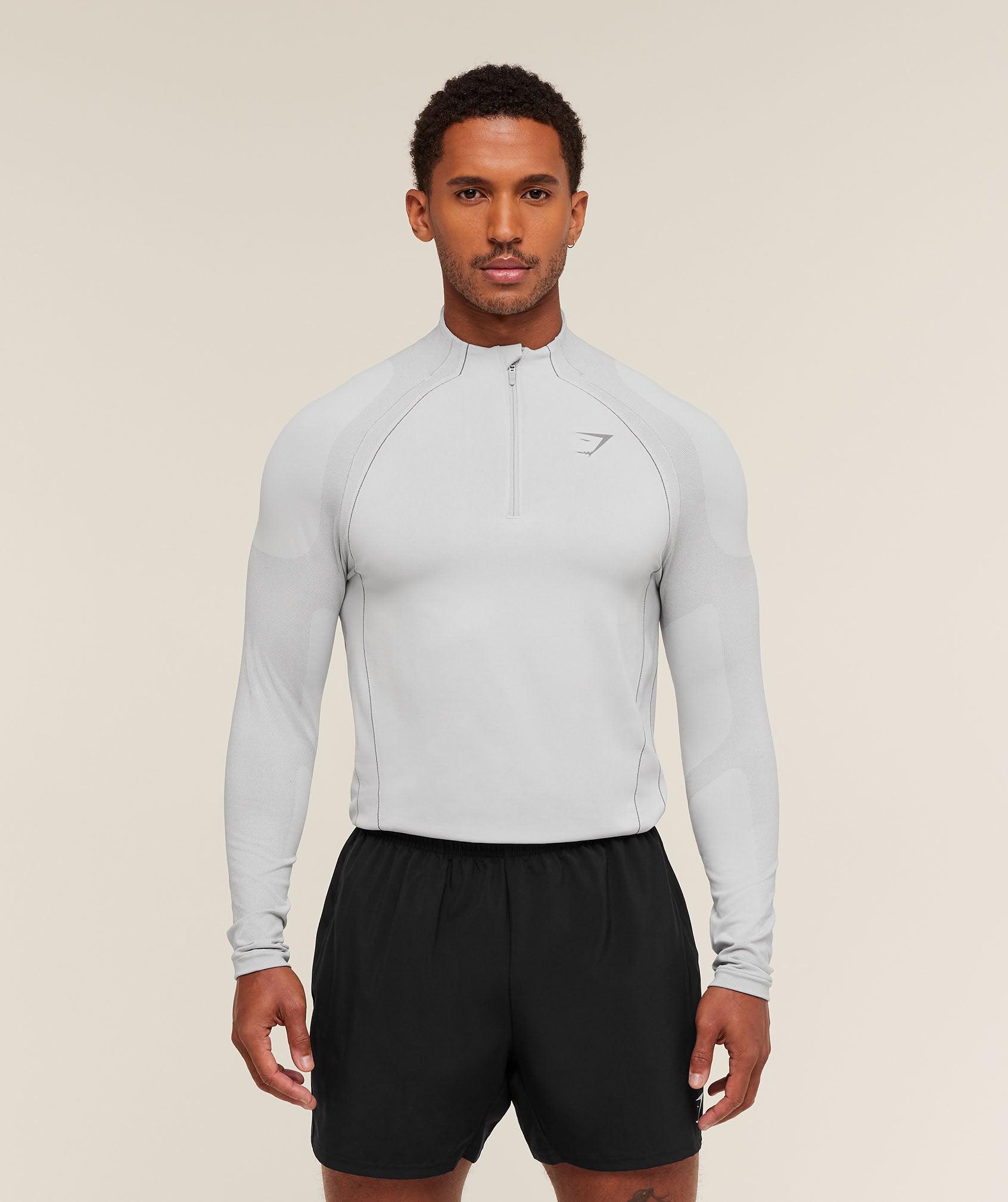 Gymshark Apex Seamless 1/4 Zip - Light Grey/Medium Grey Male Product Image