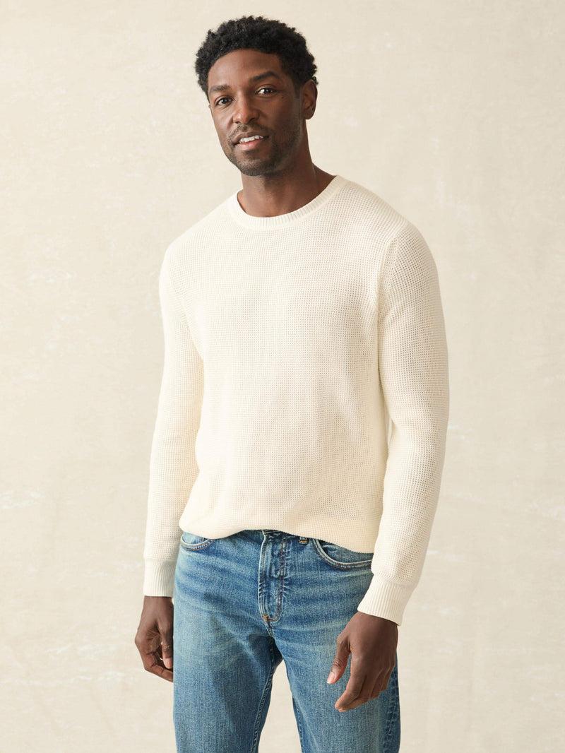 Sunwashed Crewneck Sweater - White Shell Product Image