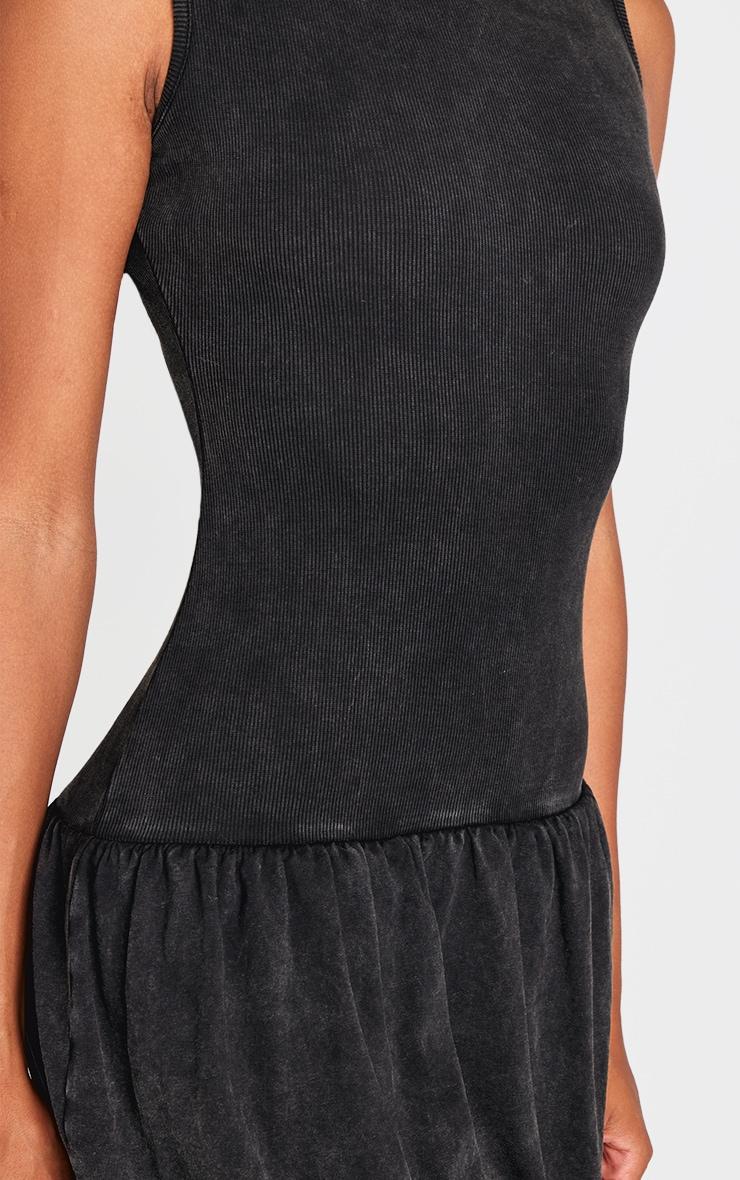 Dark Grey Acid Wash Puffball Dress Product Image