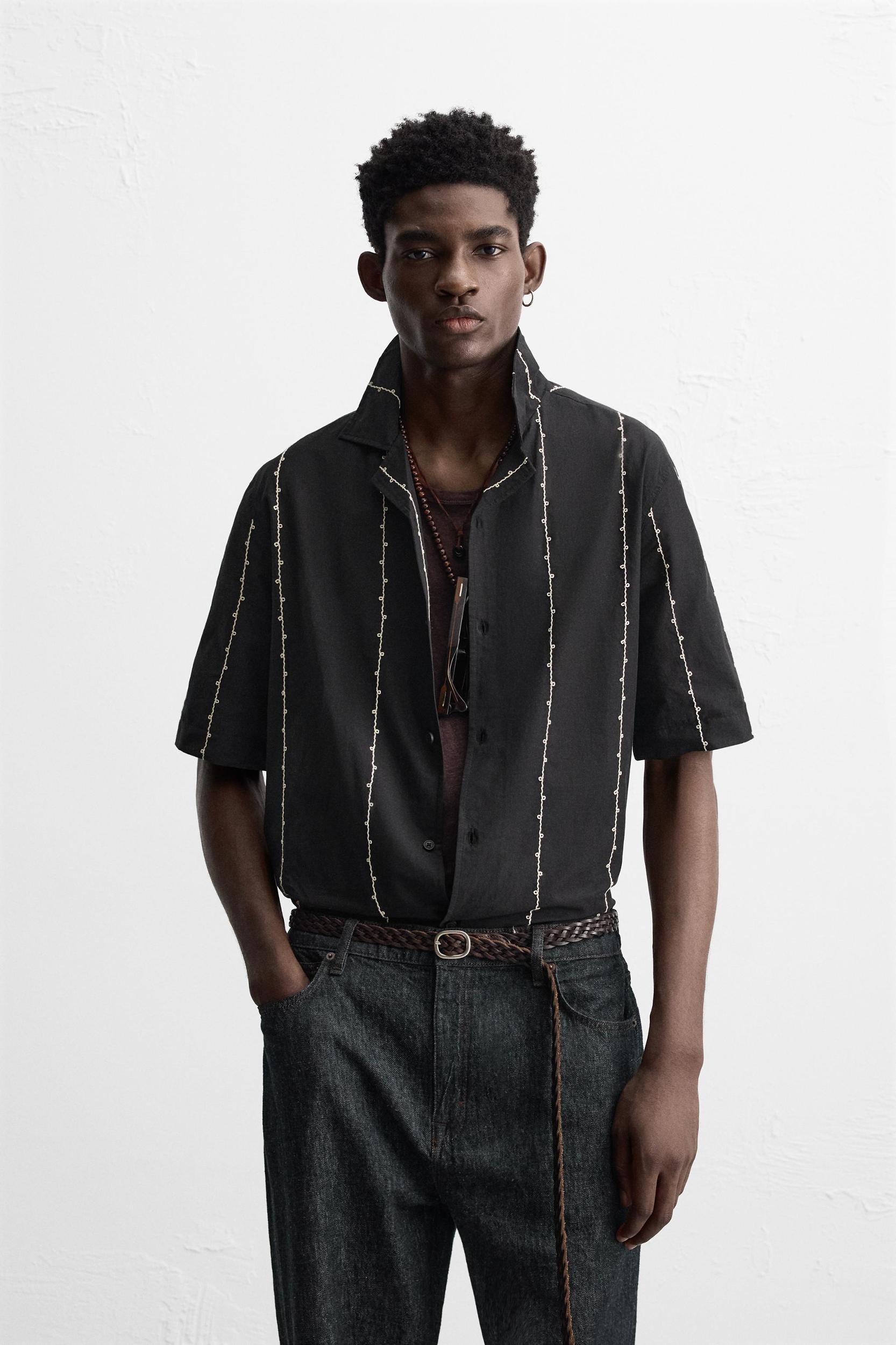 CONTRAST EMBROIDERY SHIRT Product Image