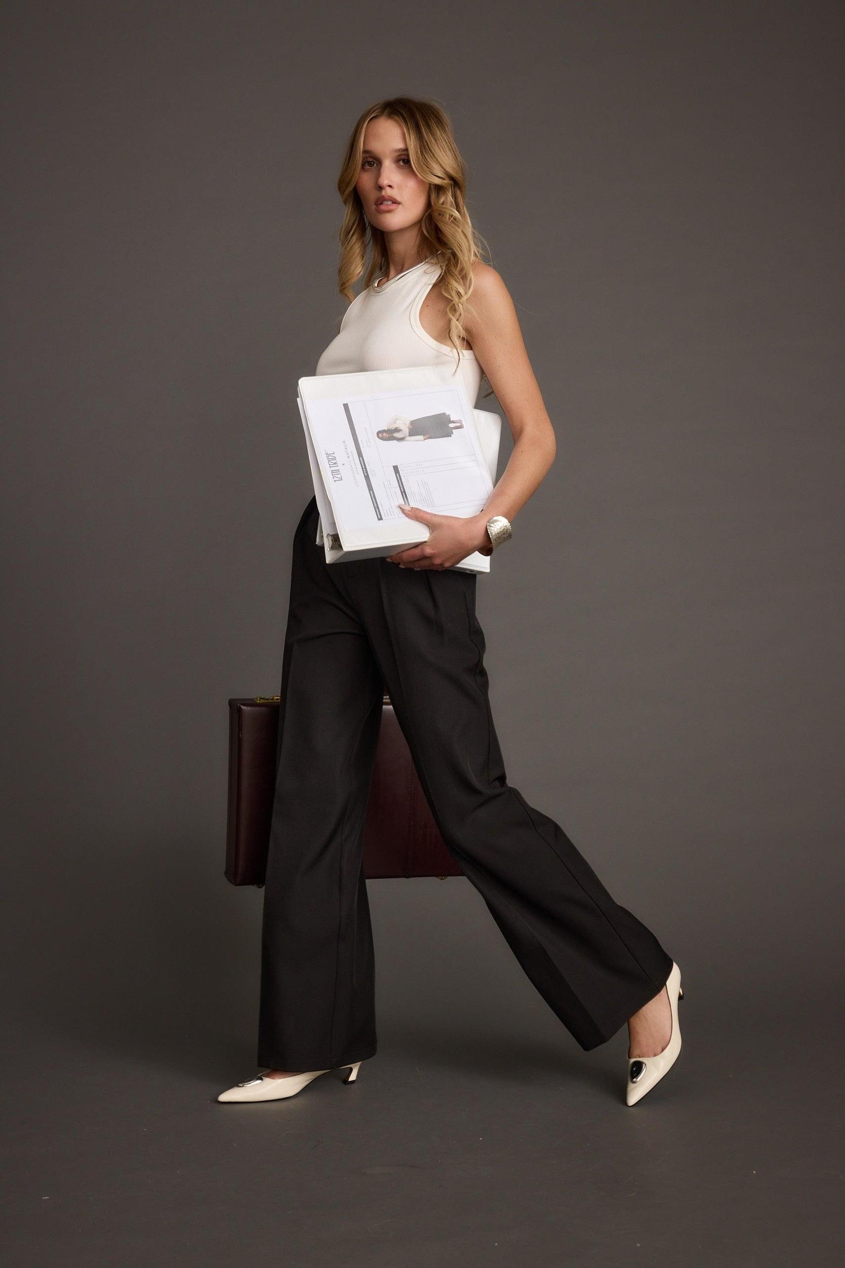 Weiss Black Wide Leg Trousers Product Image