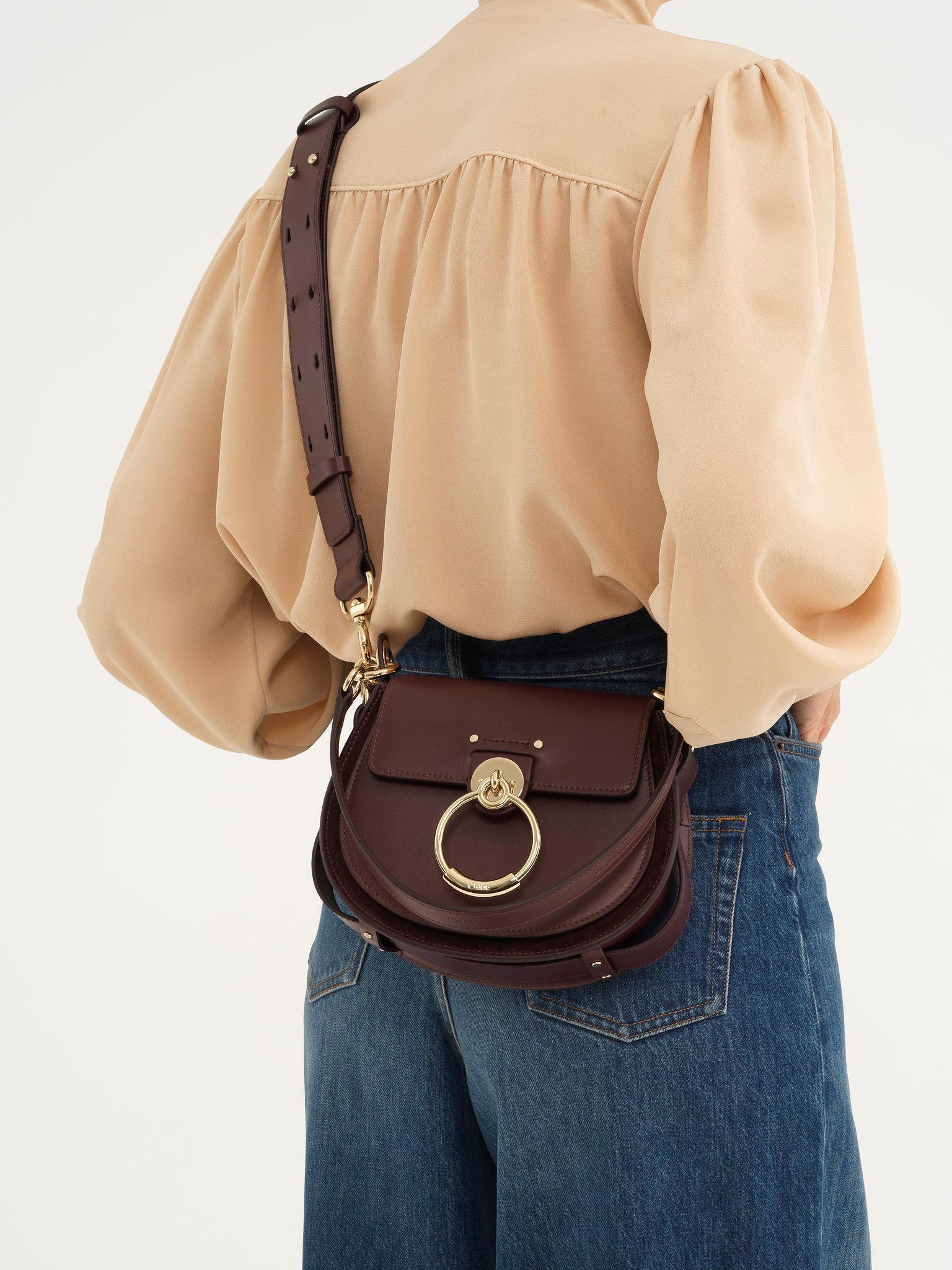Small Tess bag in shiny & suede leather Product Image
