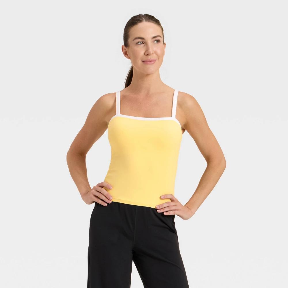 Women's Everyday Soft Piped Cami Tank Top - All In Motion™ Yellow XS Product Image