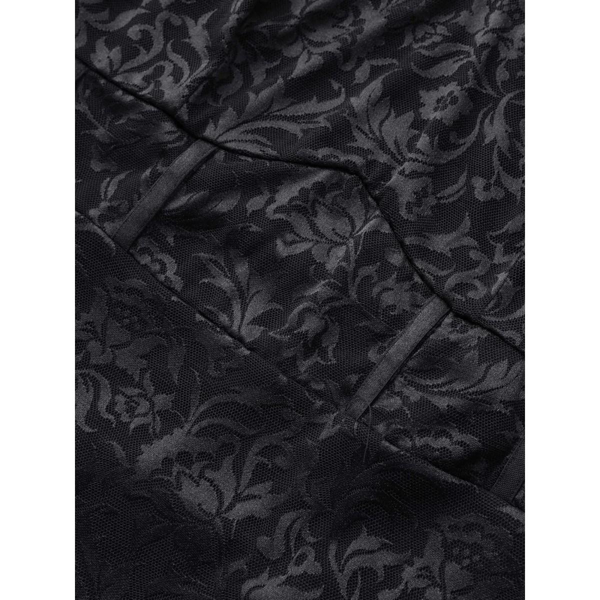 Plus Size Floral Lace Panel Mermaid Hem Cami Dress Black Women Cocktail See through Scoop Neck Sleeveless Curvy Midi Dress BloomChic 14-16/1X Product Image