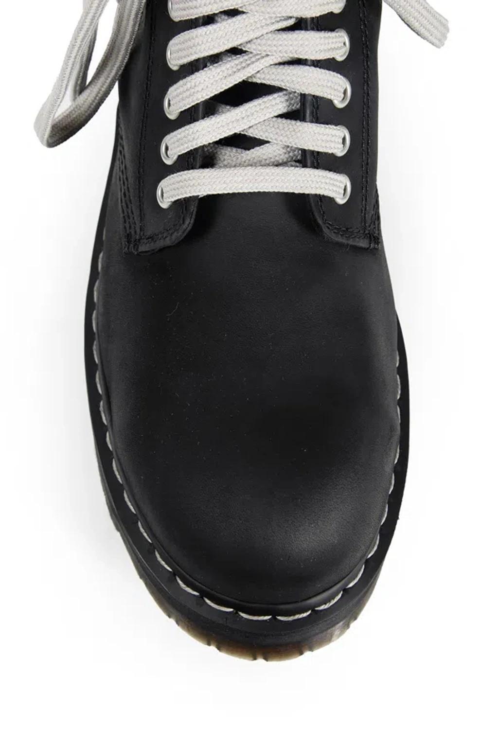 RICK OWENS X Dr. Martens Quad Sole Steel Toe Leather Ankle Boots In Black Product Image