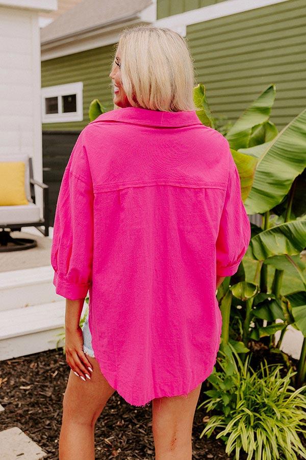 Seven Seas Button Up Top in Hot Pink Product Image