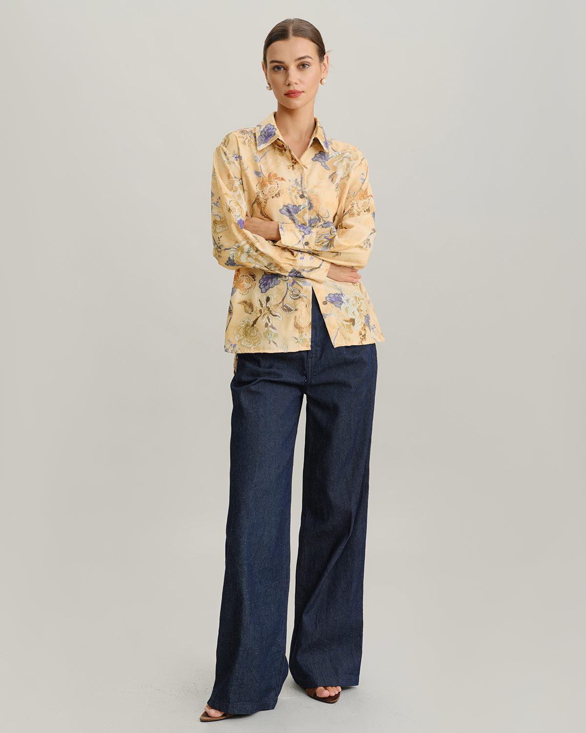 Yellow Floral Loose Shirt Product Image