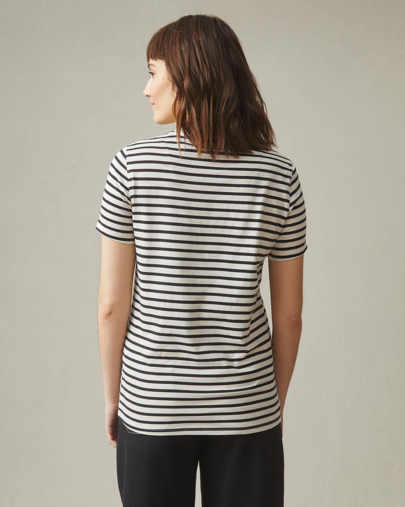 Women's Standard Crew Tee - Striped - Navy Stripe Female Product Image