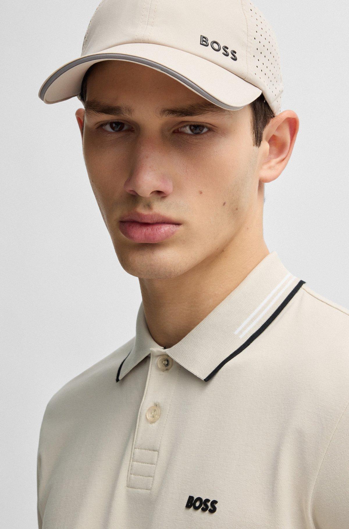 Stretch-cotton slim-fit polo shirt with branding Product Image