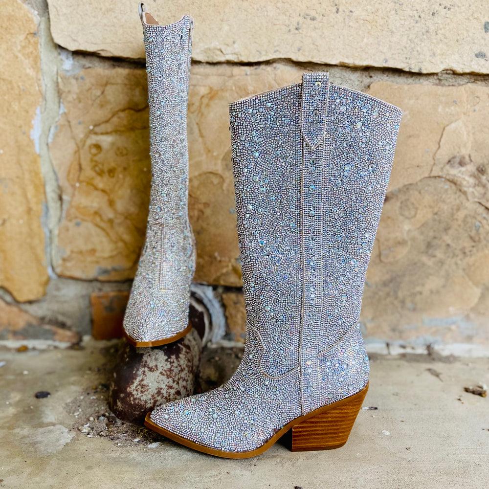 Glitz & Glam Silver Rhinestone Boots* Product Image