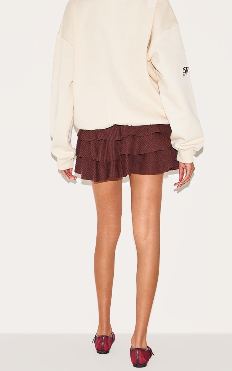 Chocolate Brushed Rib Rara Mini Skirt Product Image