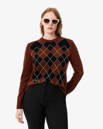 Embroidered Argyle Intarsia Sweater Product Image
