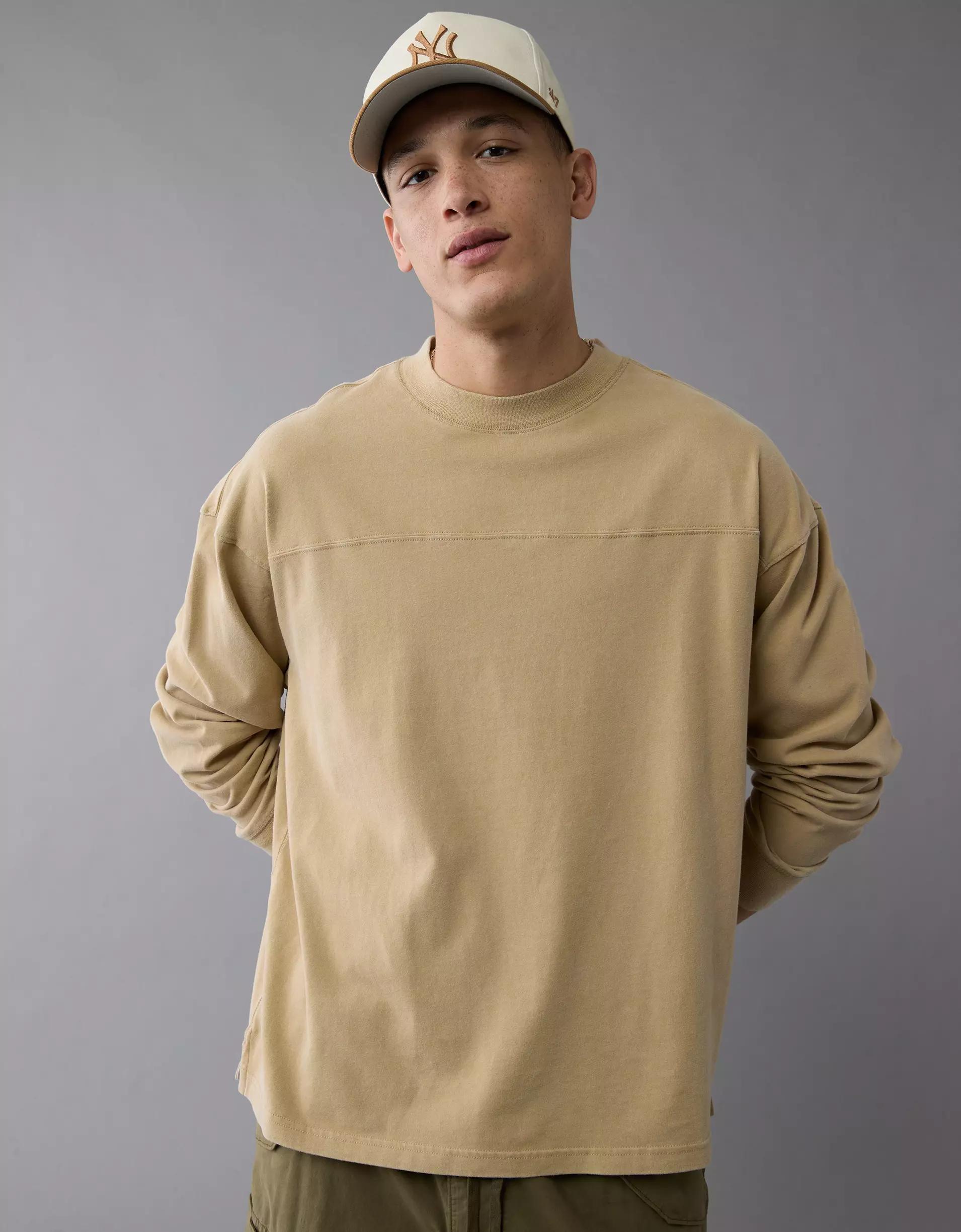 AE Long-Sleeve Boxy Sueded Jersey T-Shirt Product Image