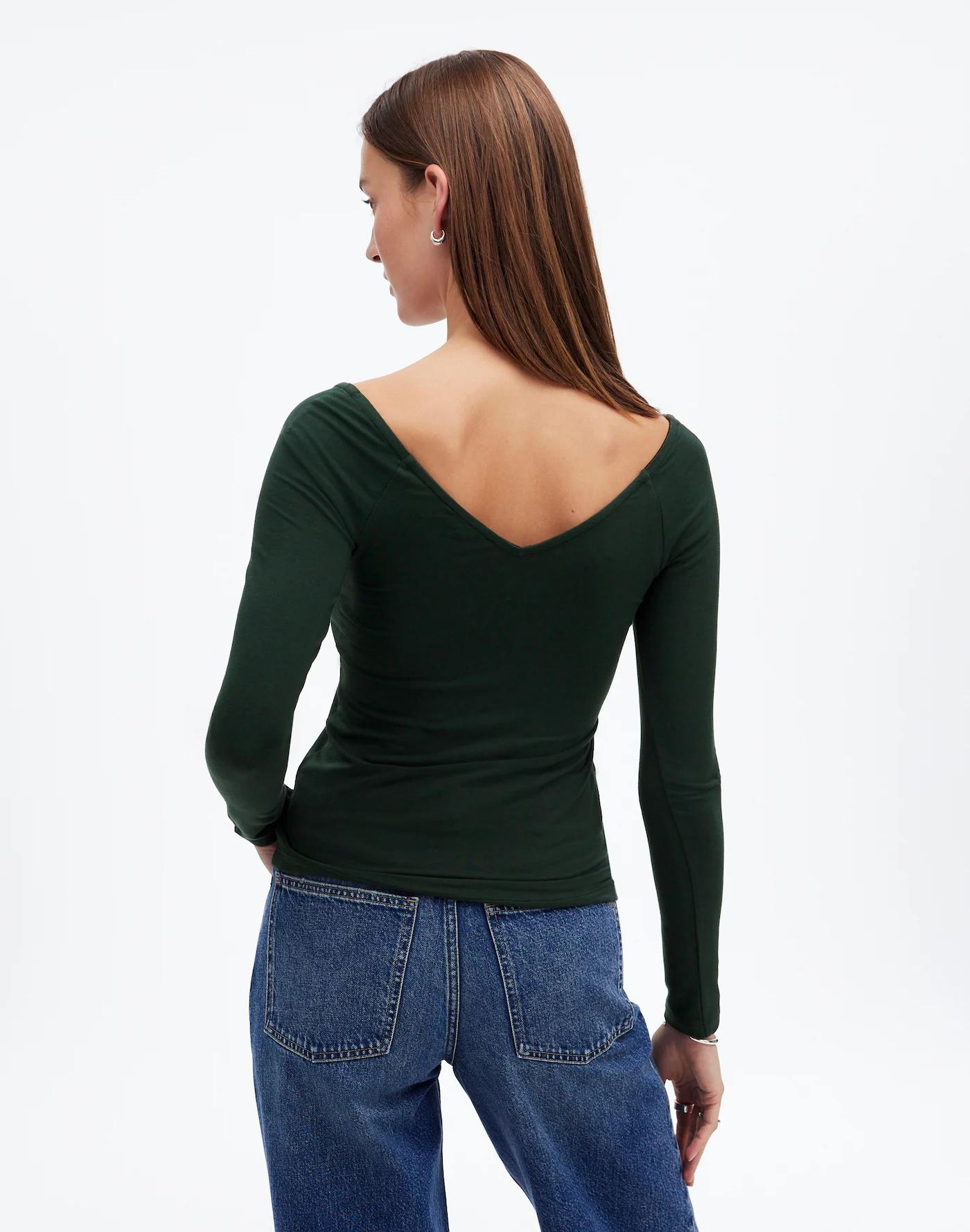 Jersey V-Neck Long-Sleeve Top Product Image