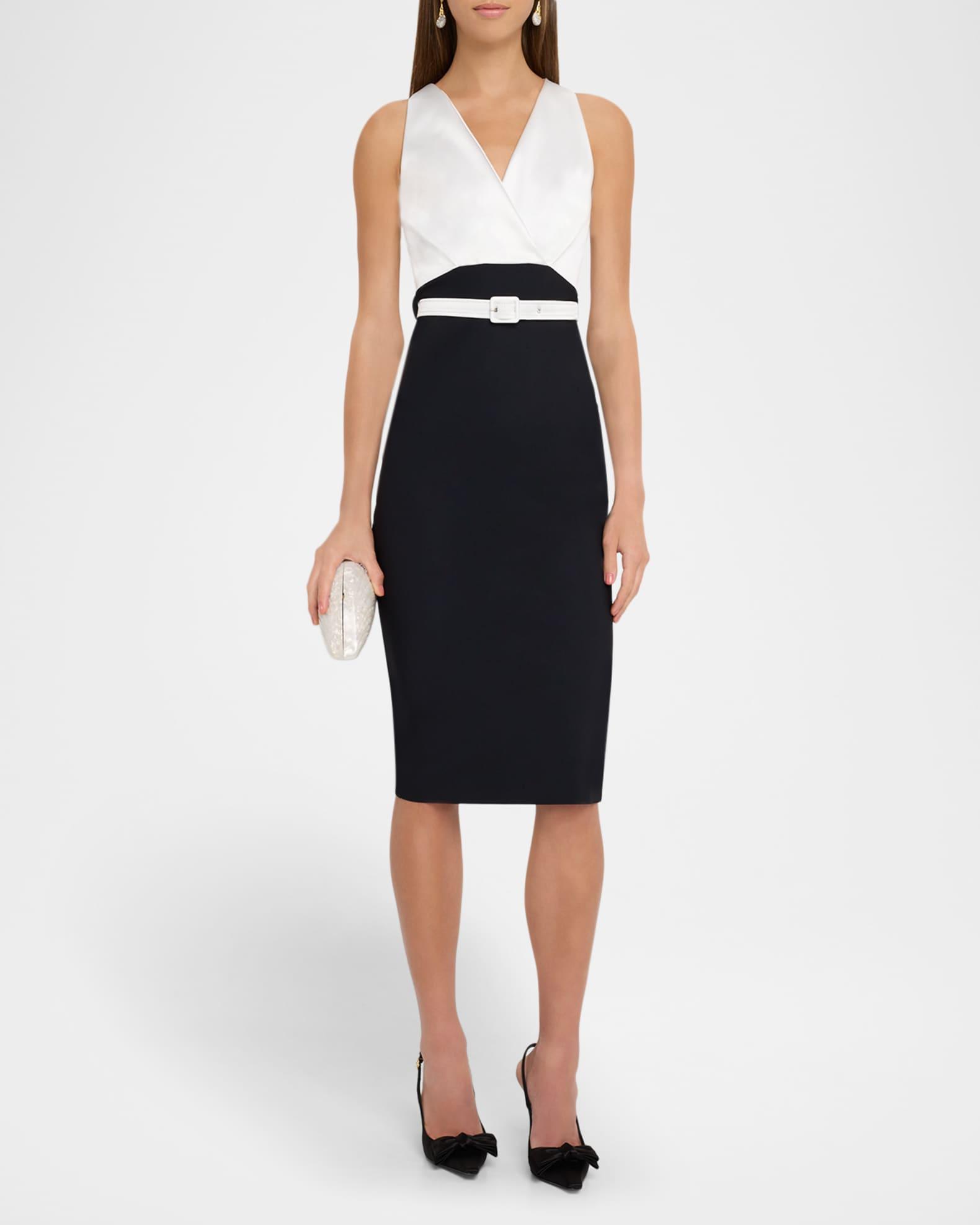 Sleeveless Satin & Jersey Bodycon Dress Product Image