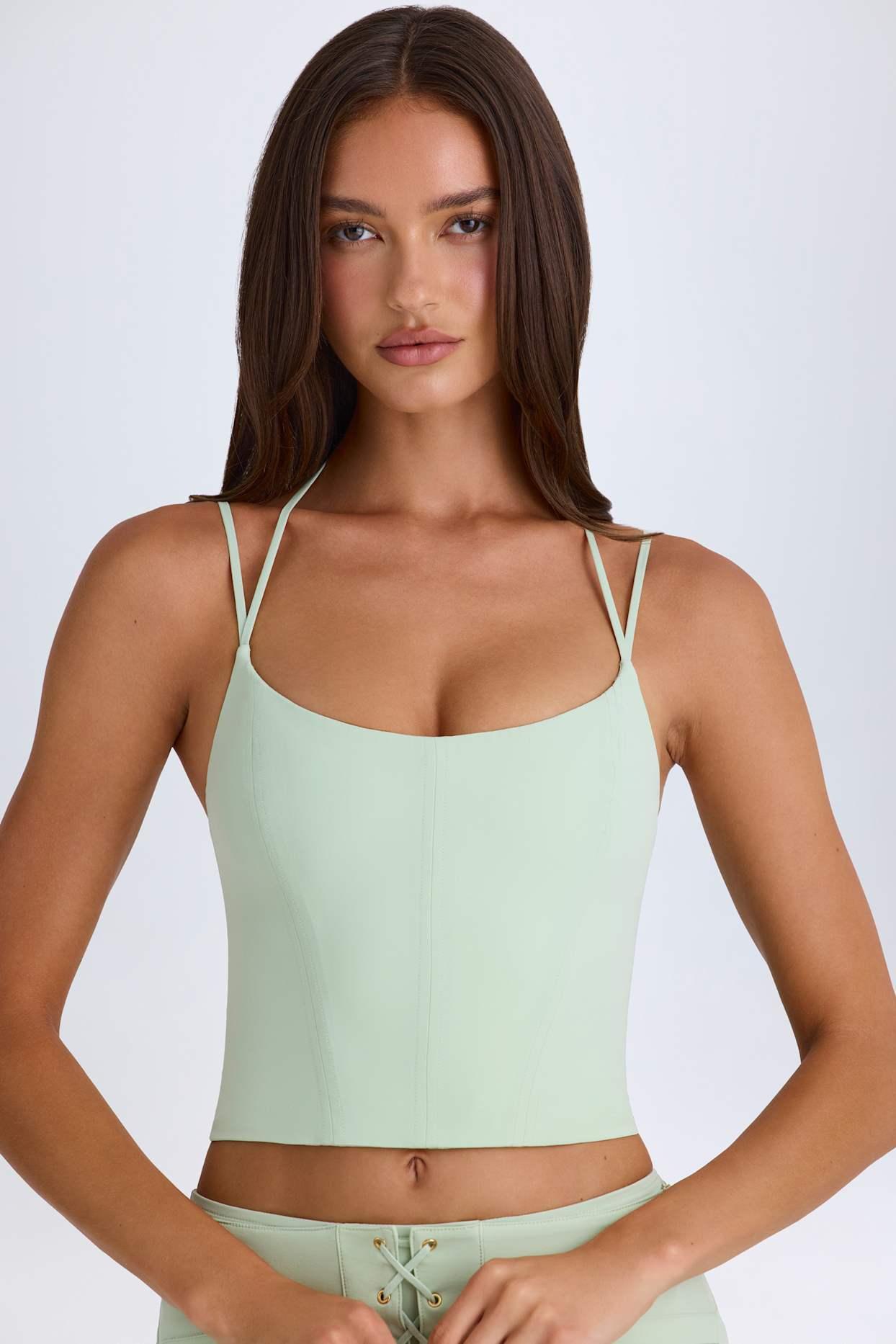 Halterneck Corset Top in Green Product Image