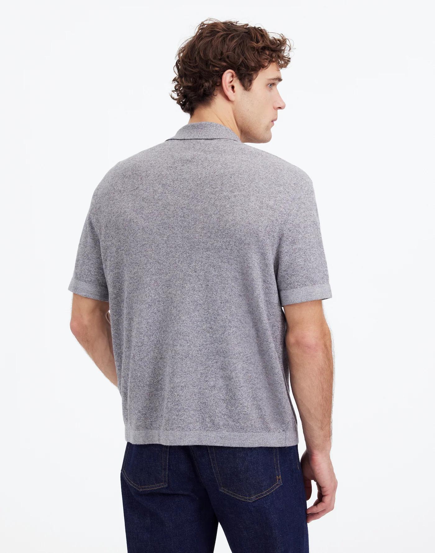 Marled Cotton Button-Up Sweater Polo Product Image