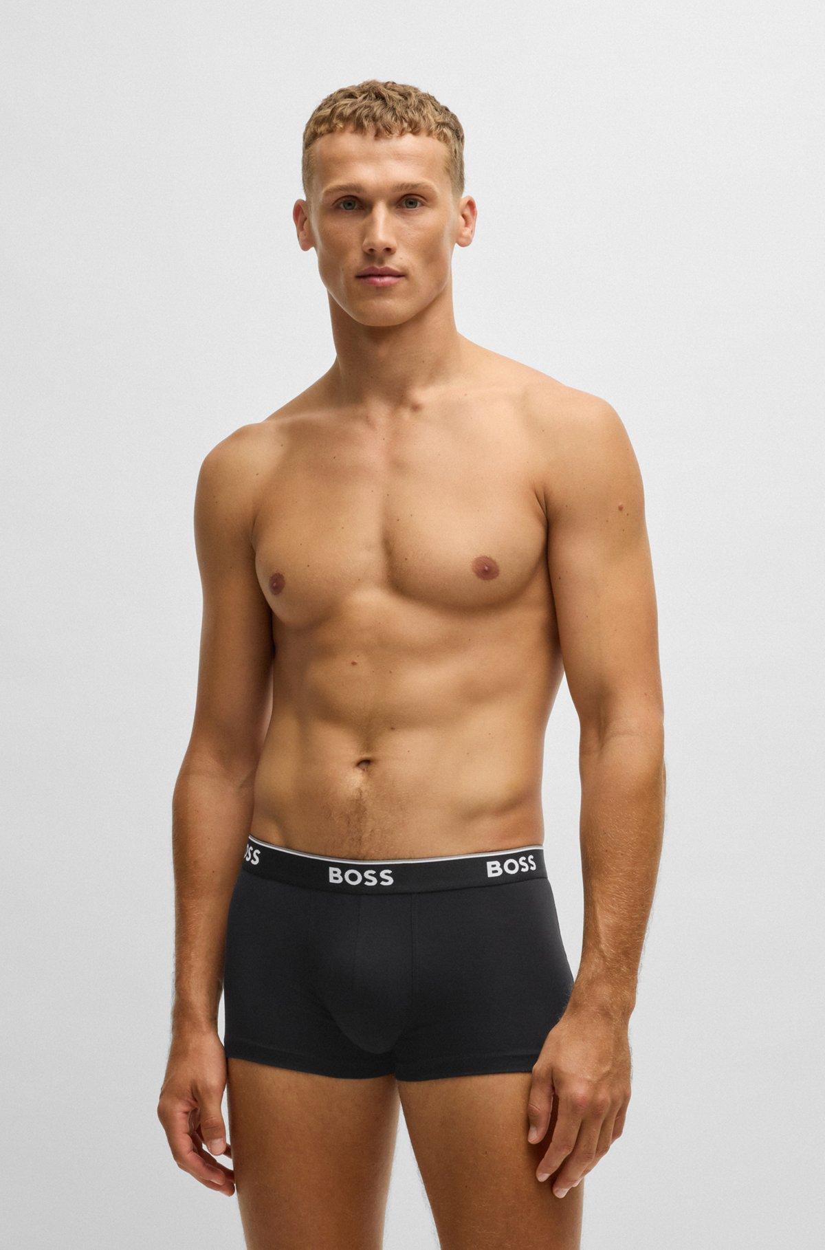 Three-pack of logo-waistband trunks in stretch cotton Product Image