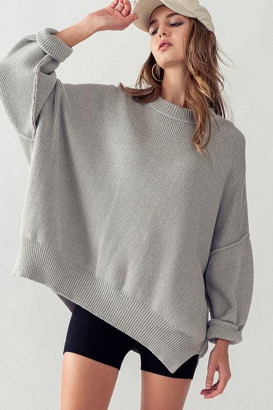 Cozy Side Slit Oversized Sweater Product Image