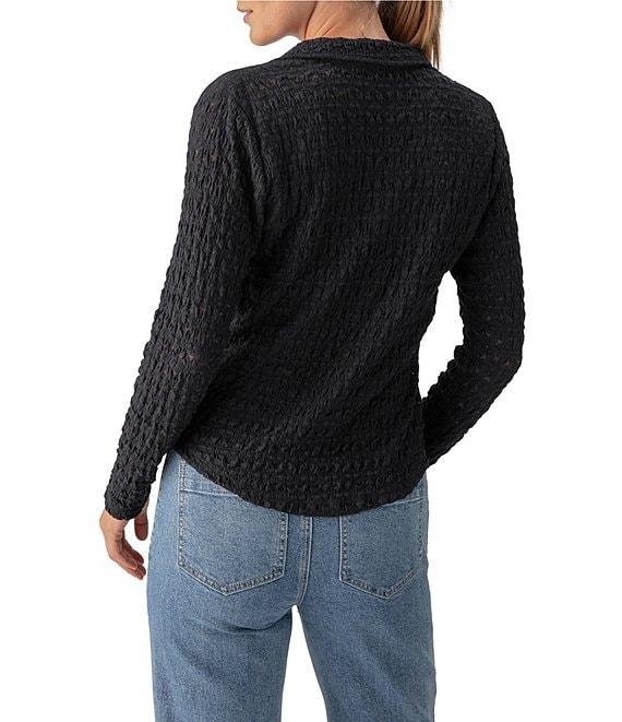 Sanctuary Pucker Up Dreamgirl Lace Point Collar Neck Long Sleeve Button Front Top Product Image