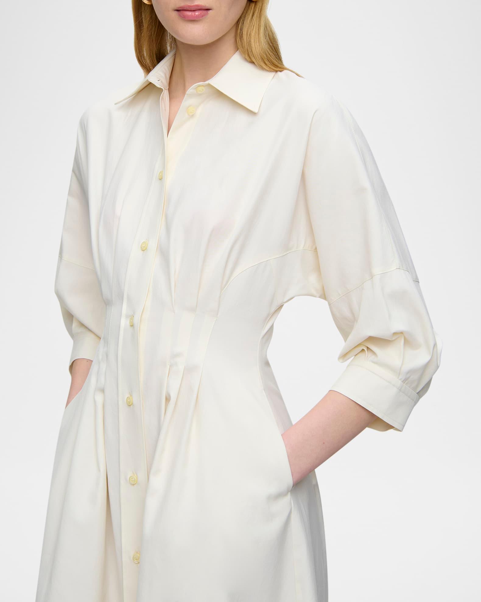 Anais Pleated Cotton Midi Shirtdress Product Image