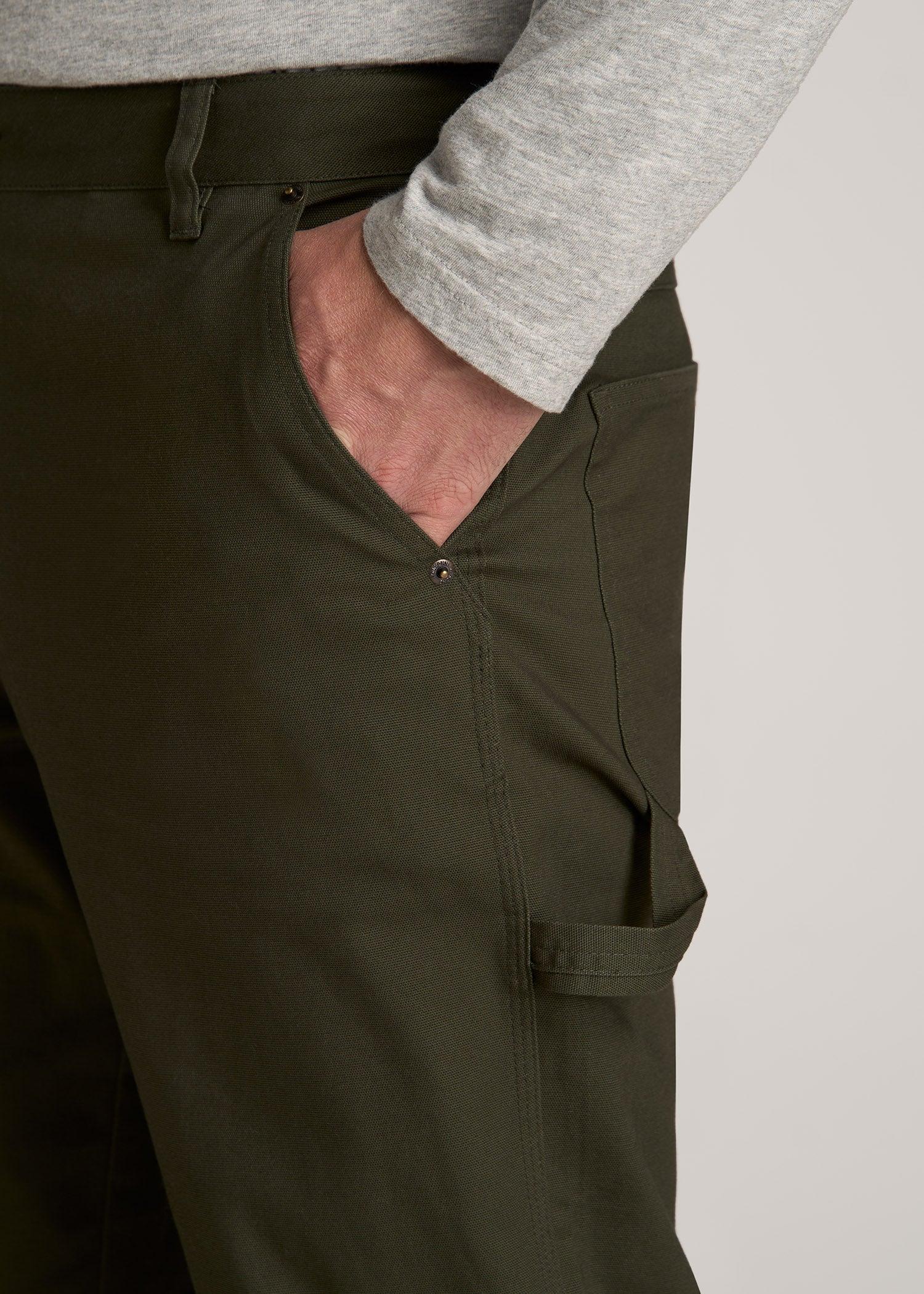 LJ&S Stretch Canvas REGULAR-FIT Carpenter's Pants for Tall Men in Thyme Green Male Product Image