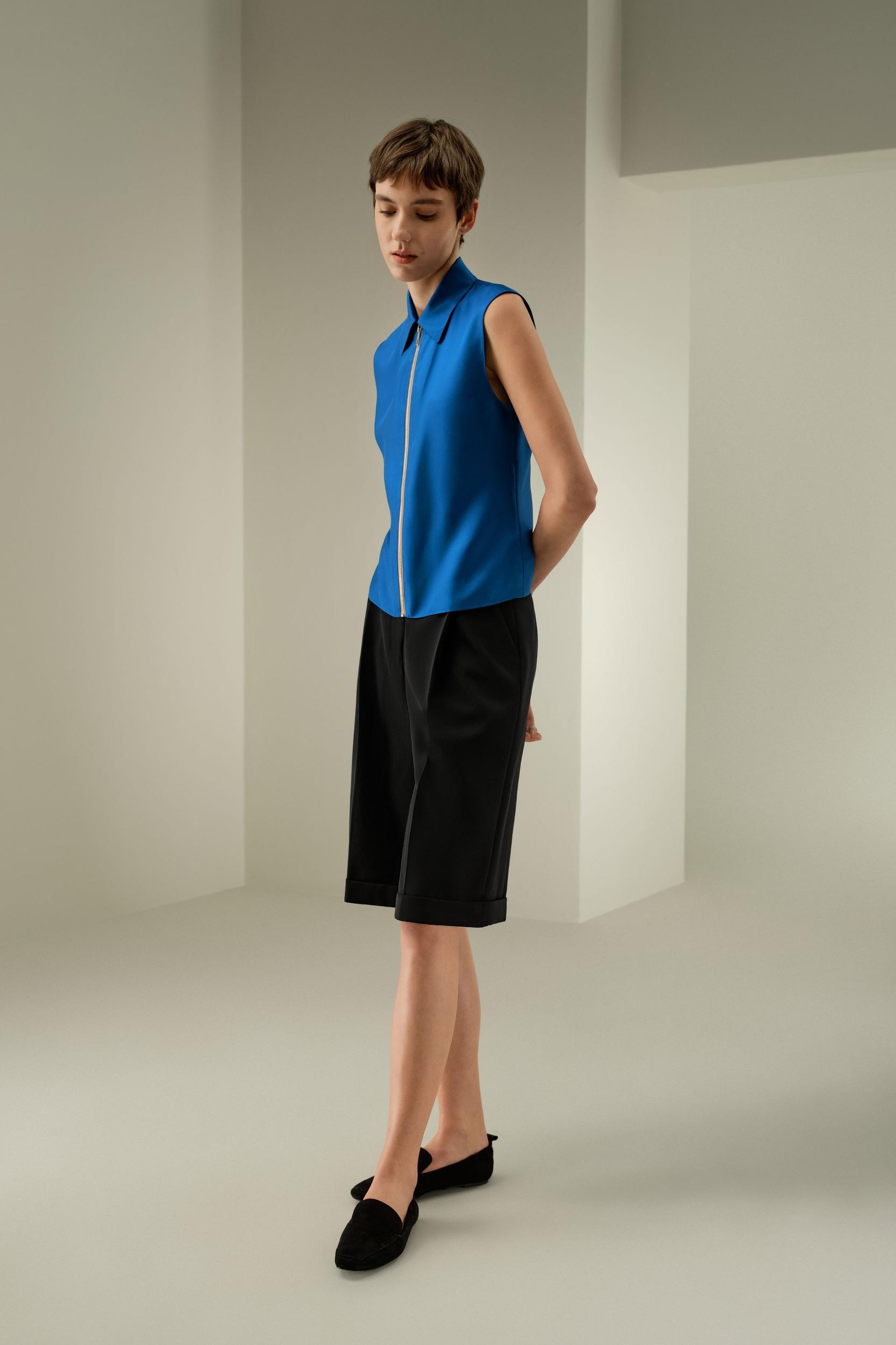 LILYSILK Silk Top Sleeveless - Female - Black 100% Pure Silk - Functional Zipper Placket Camisole XL Product Image