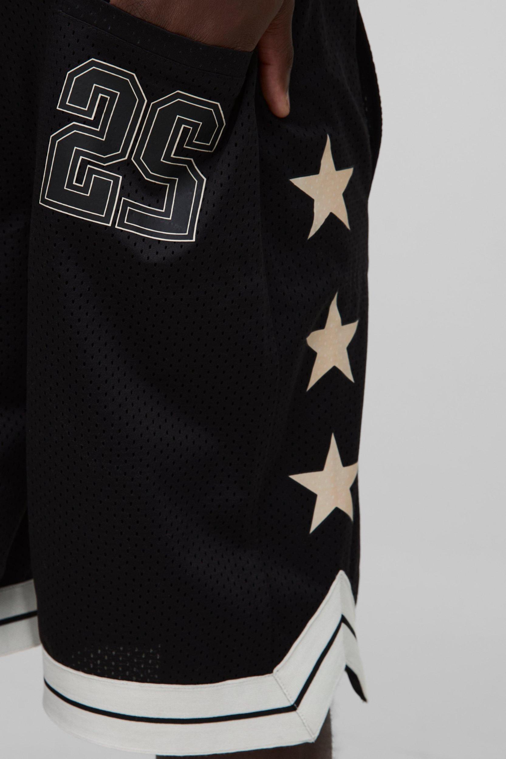 Varsity Applique Mesh Basketball Shorts | boohooMAN USA Product Image