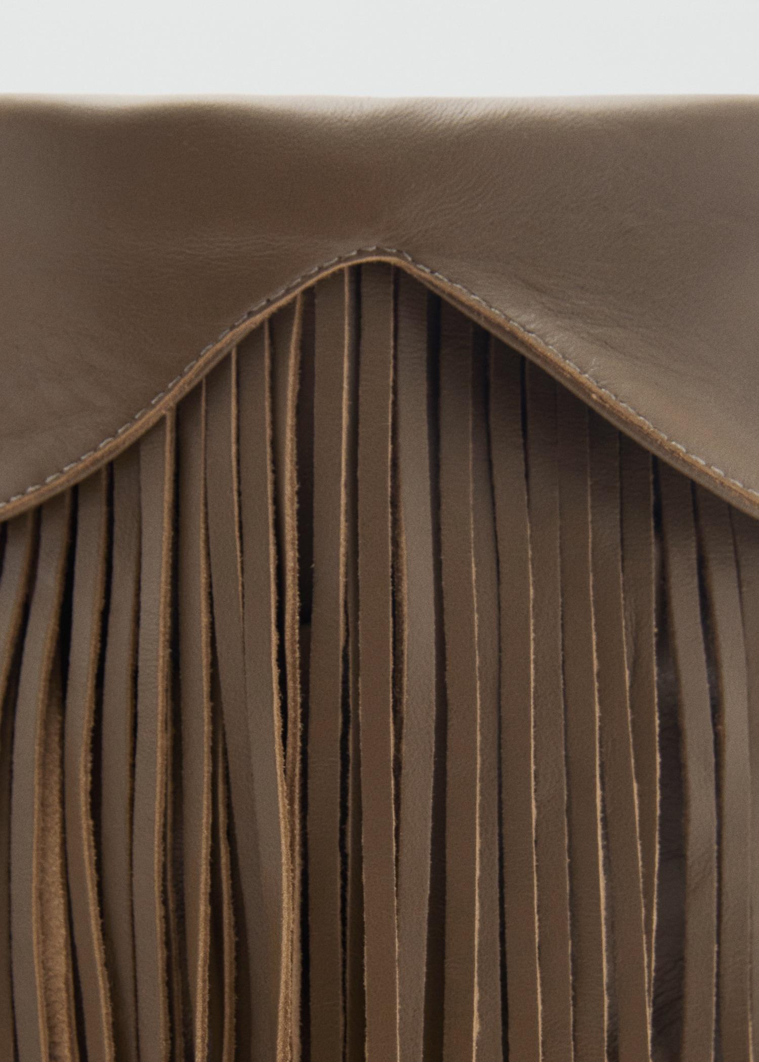 Leather ankle boot with fringe heel - Women | MANGO USA Product Image