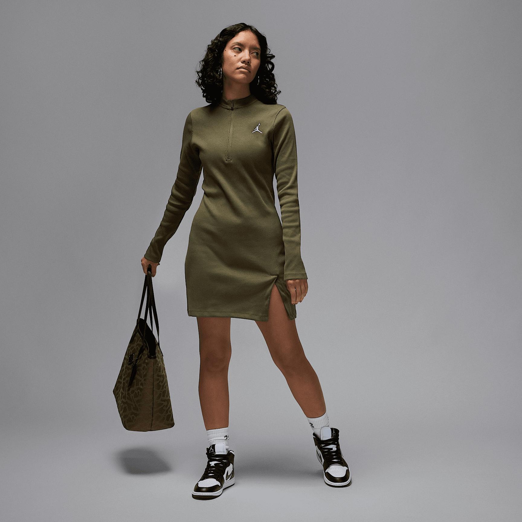 Womens Jordan 1/2-Zip Long-Sleeve Knit Dress | HF9477-010 Product Image