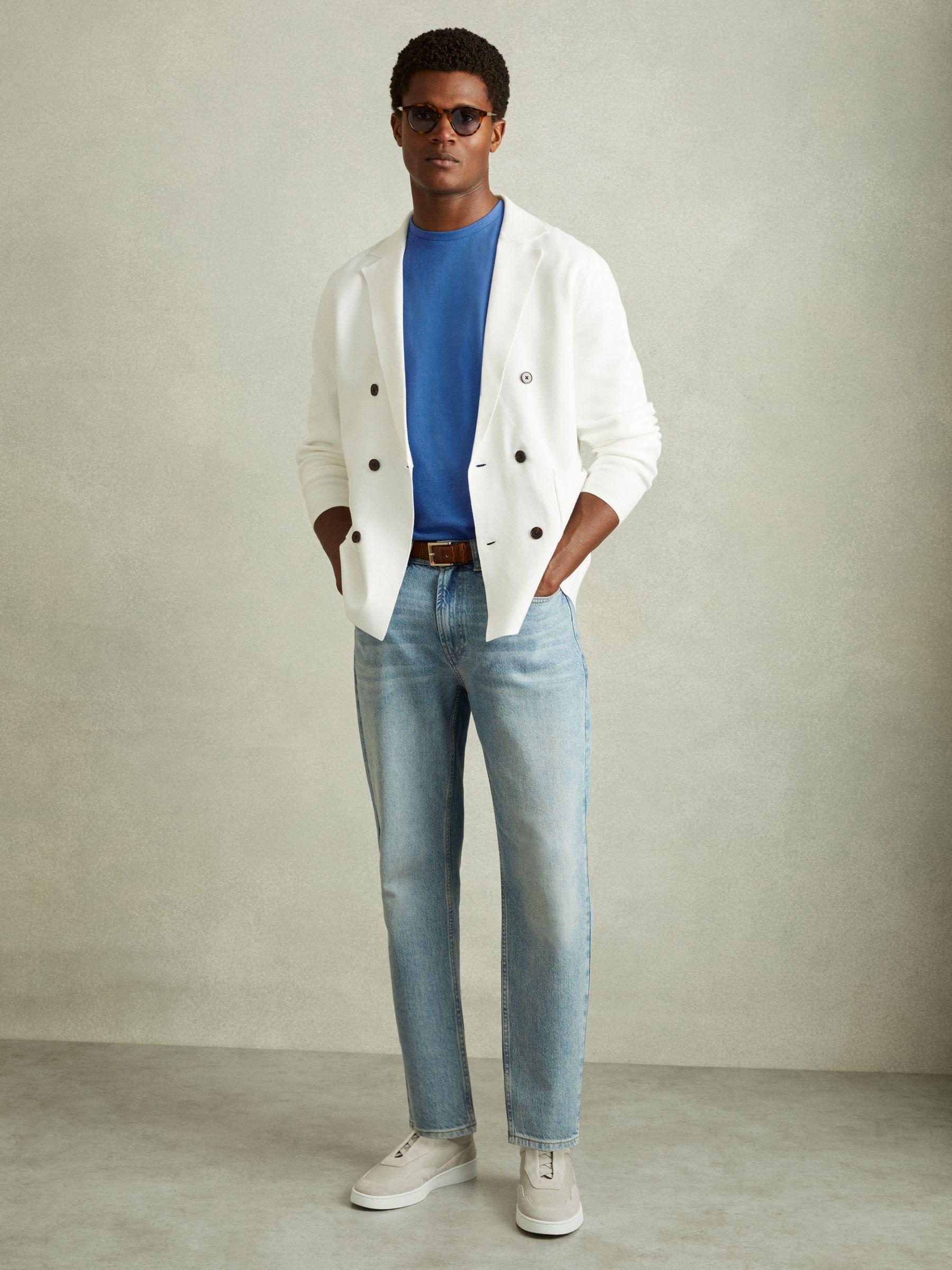 Cotton Crew Neck T-Shirt in Cobalt Blue Product Image