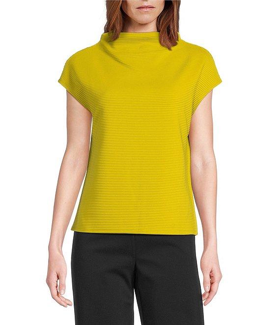 Investments Petite Size Knit Short Sleeve High Neck Ottoman Top Product Image
