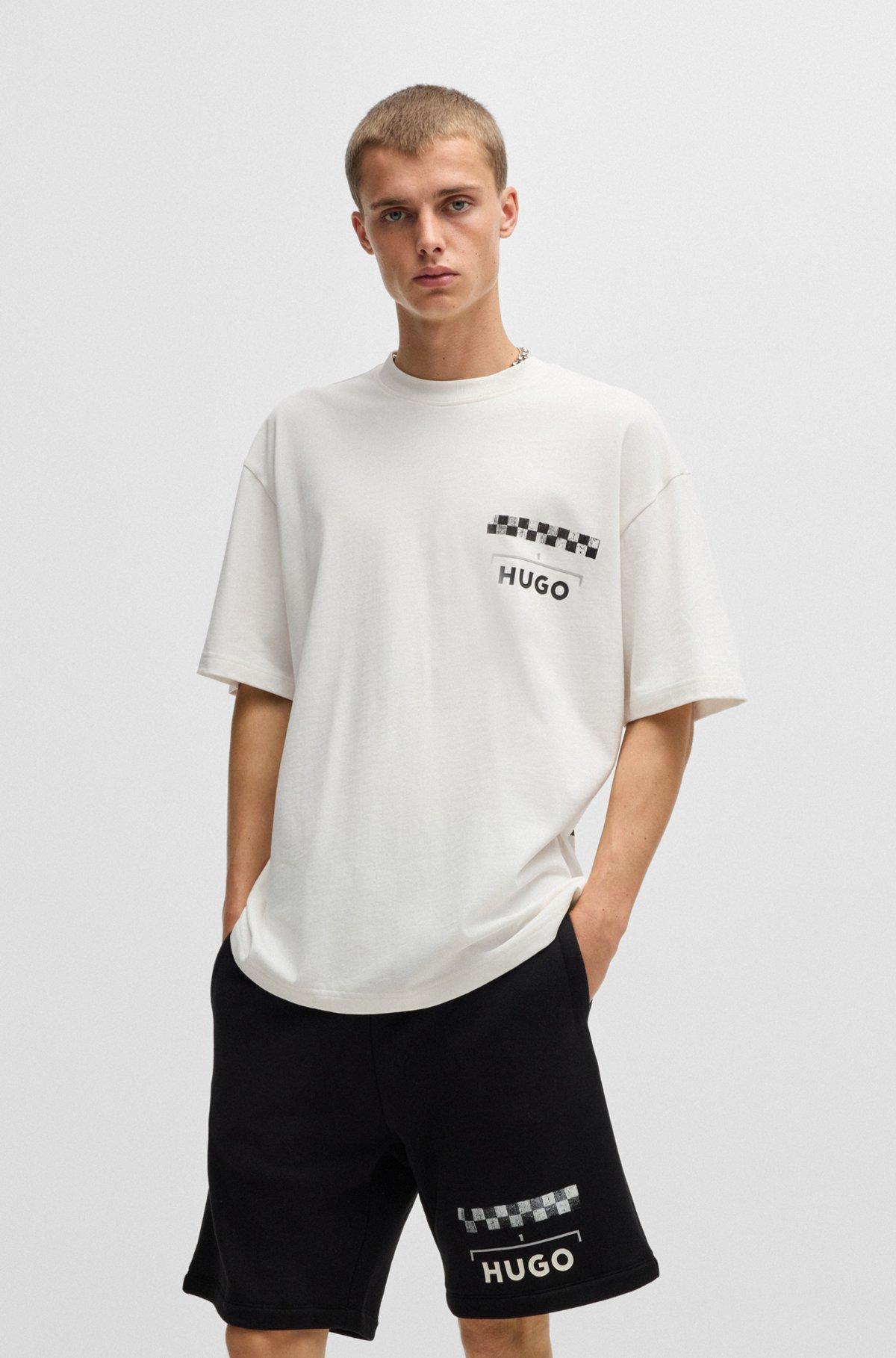 Cotton-jersey T-shirt with racing prints Product Image